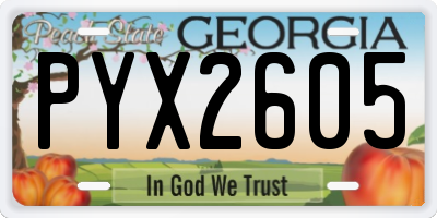 GA license plate PYX2605