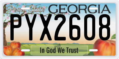 GA license plate PYX2608