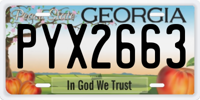 GA license plate PYX2663