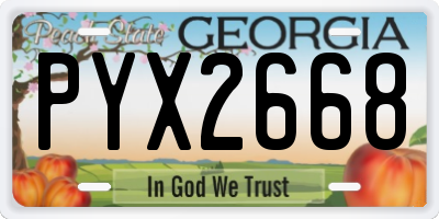 GA license plate PYX2668