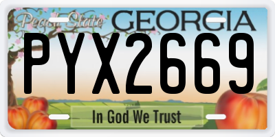 GA license plate PYX2669
