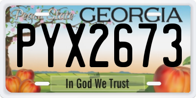 GA license plate PYX2673