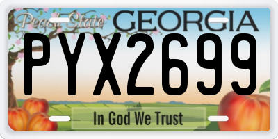 GA license plate PYX2699