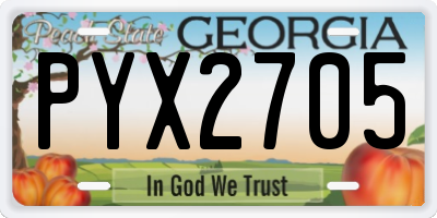 GA license plate PYX2705