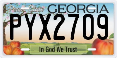 GA license plate PYX2709