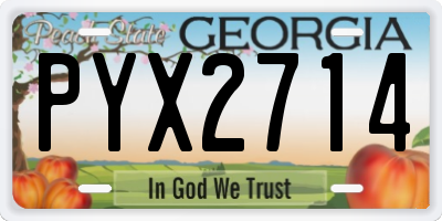 GA license plate PYX2714