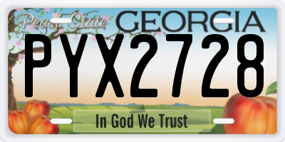 GA license plate PYX2728
