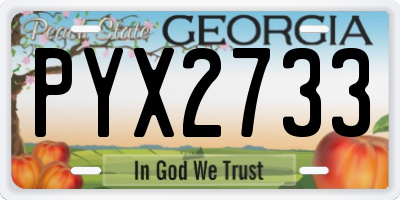GA license plate PYX2733