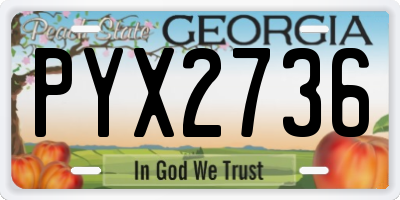 GA license plate PYX2736