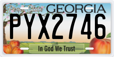 GA license plate PYX2746