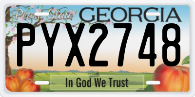GA license plate PYX2748