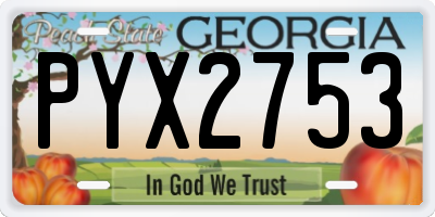 GA license plate PYX2753