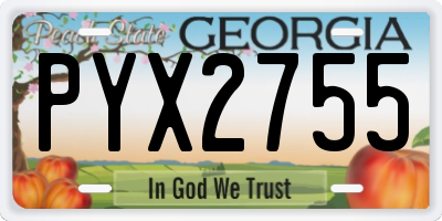 GA license plate PYX2755