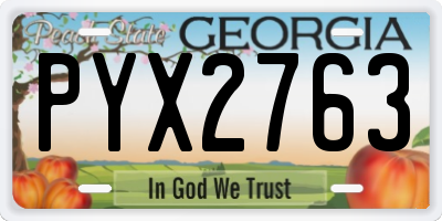 GA license plate PYX2763