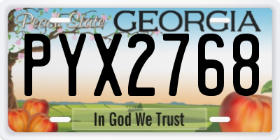 GA license plate PYX2768