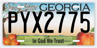 GA license plate PYX2775