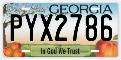 GA license plate PYX2786