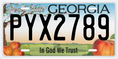 GA license plate PYX2789
