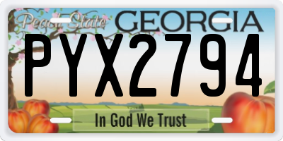GA license plate PYX2794