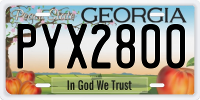 GA license plate PYX2800