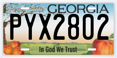GA license plate PYX2802