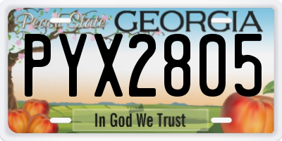 GA license plate PYX2805