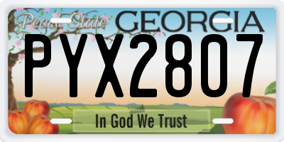 GA license plate PYX2807
