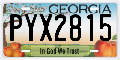 GA license plate PYX2815