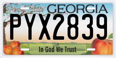 GA license plate PYX2839