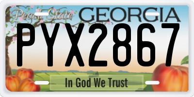 GA license plate PYX2867