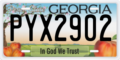 GA license plate PYX2902