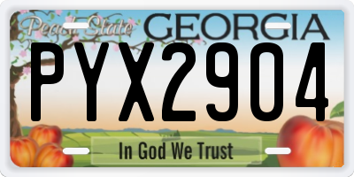 GA license plate PYX2904