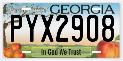 GA license plate PYX2908