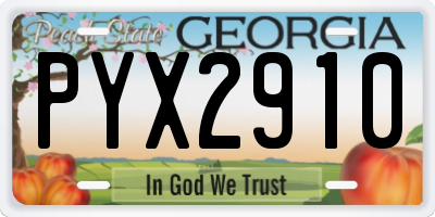 GA license plate PYX2910