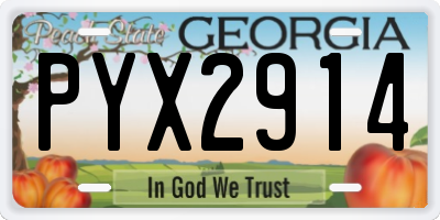 GA license plate PYX2914