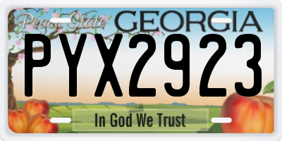 GA license plate PYX2923