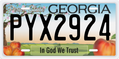 GA license plate PYX2924