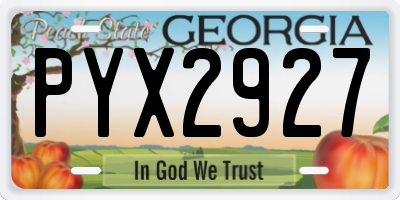 GA license plate PYX2927