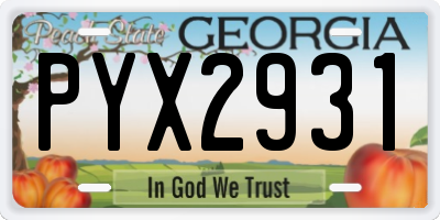 GA license plate PYX2931