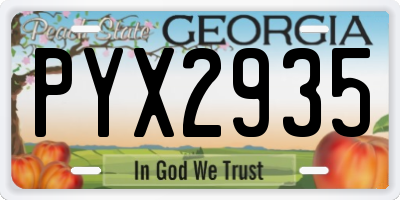 GA license plate PYX2935