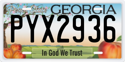 GA license plate PYX2936