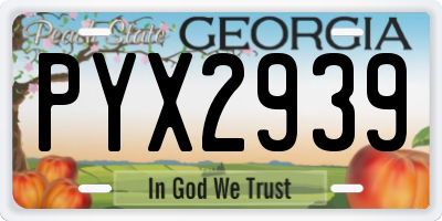 GA license plate PYX2939
