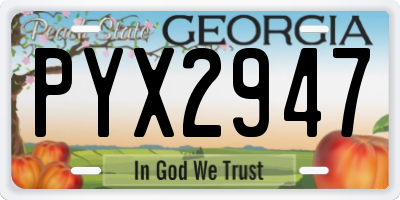 GA license plate PYX2947