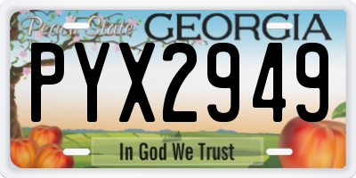 GA license plate PYX2949