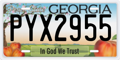 GA license plate PYX2955