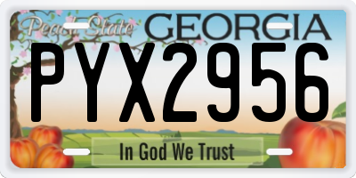 GA license plate PYX2956