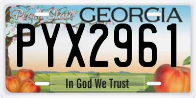GA license plate PYX2961