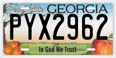 GA license plate PYX2962