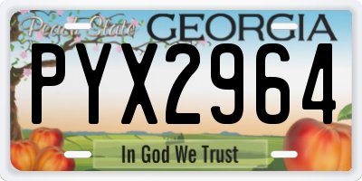 GA license plate PYX2964