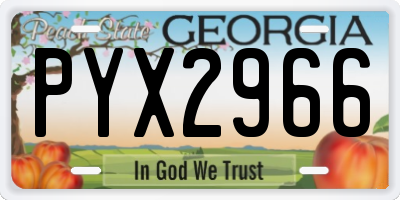 GA license plate PYX2966